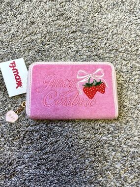 Juicy Couture Pink Strawberry Embroidered Zip Wallet